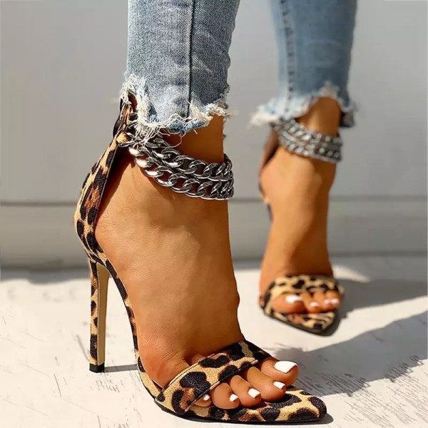 Size:5-11 Women Sexy Metal Chain Buckle Ankle Stra...