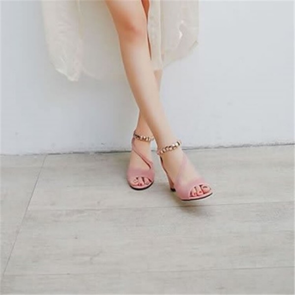 Size:4.5-10 Women Fashion Buckle Ankle Strap High Heels