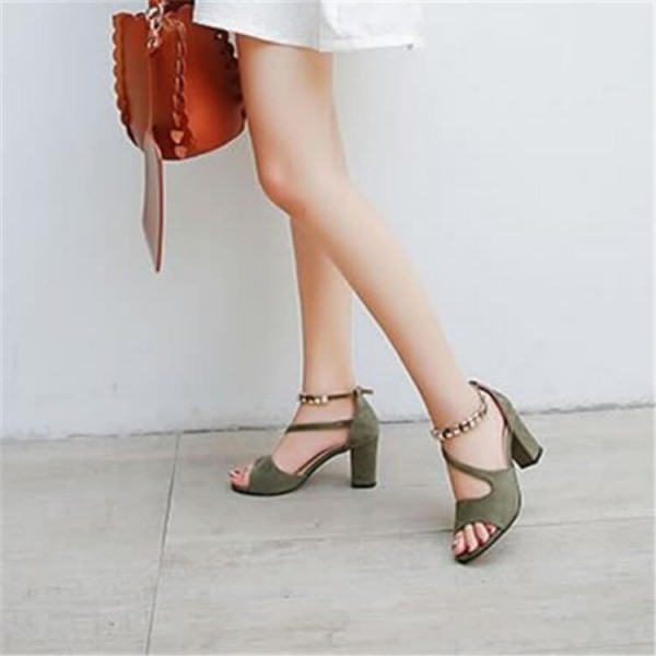 Size:4.5-10 Women Fashion Buckle Ankle Strap High Heels