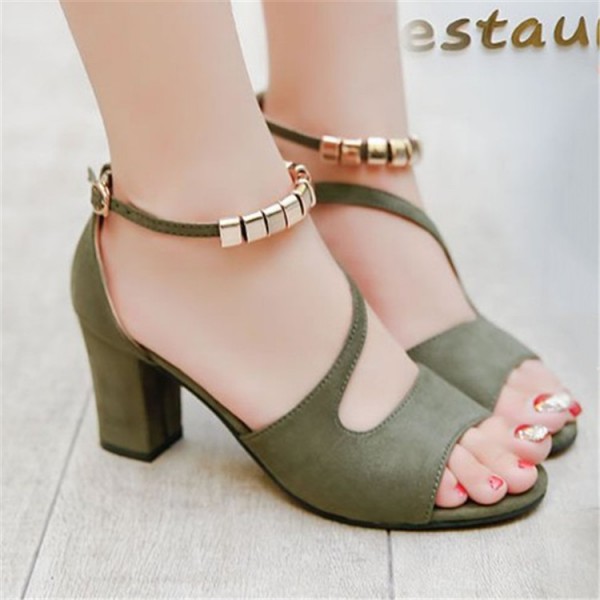 Size:4.5-10 Women Fashion Buckle Ankle Strap High Heels