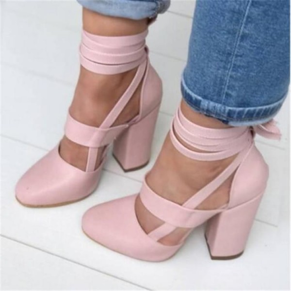 Size:4.5-11 Women Plus Size Fashion Solid Color Bandage High Heel Pumps