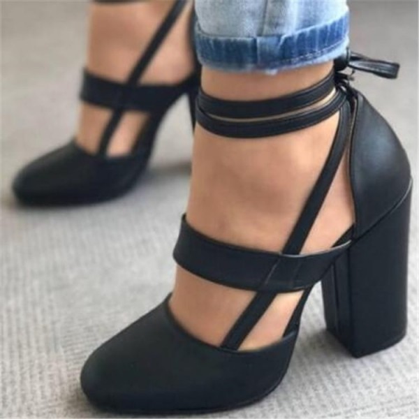 Size:4.5-11 Women Plus Size Fashion Solid Color Bandage High Heel Pumps