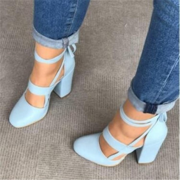 Size:4.5-11 Women Plus Size Fashion Solid Color Bandage High Heel Pumps