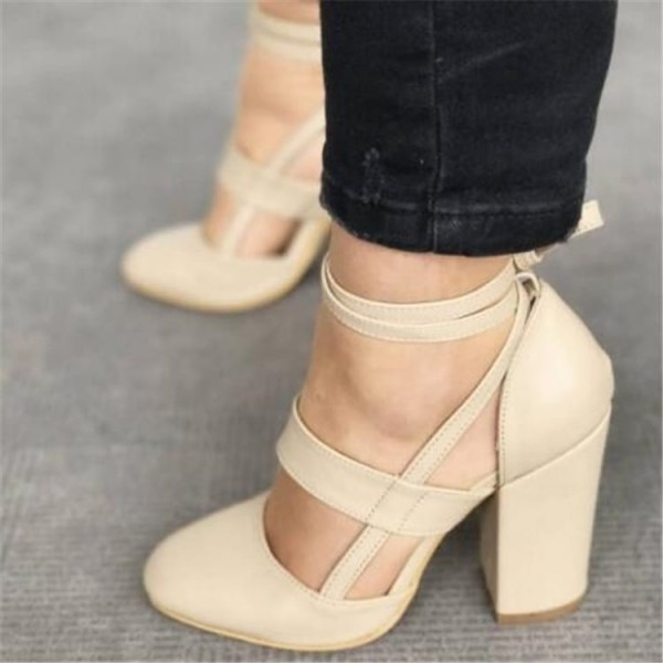 Size:4.5-11 Women Plus Size Fashion Solid Color Bandage High Heel Pumps