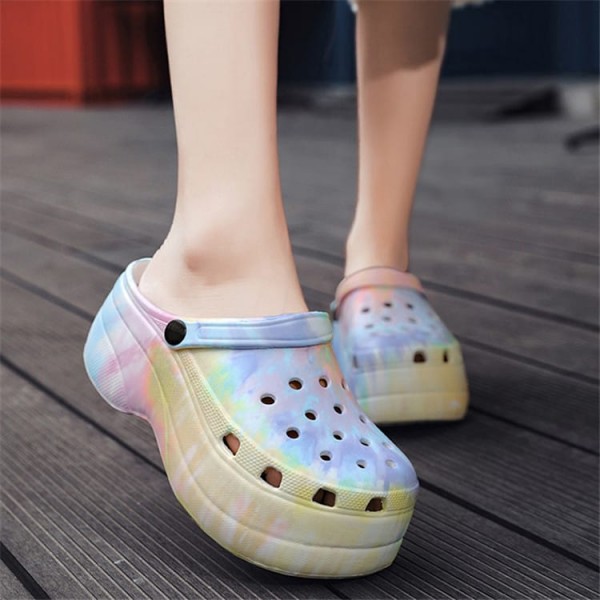 Size:5-10 Women Fashion Multicolor Tie-dye Thick-soled Sandals