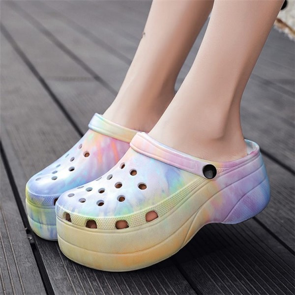 Size:5-10 Women Fashion Multicolor Tie-dye Thick-soled Sandals