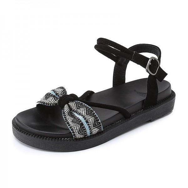 Size 4.5-11 Ethnic Style Bowknot Buckle Strap Design Open-toe Sandals Shoes