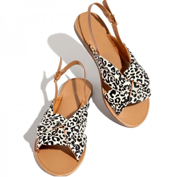 Size:4.5-11 Women Fashion Leopard Casual Flat Sandals