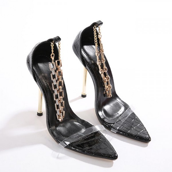 Size:4.5-9 Women Summer Leisure Rhinestone Ankle Strap Pointed Toe Heels Sandals