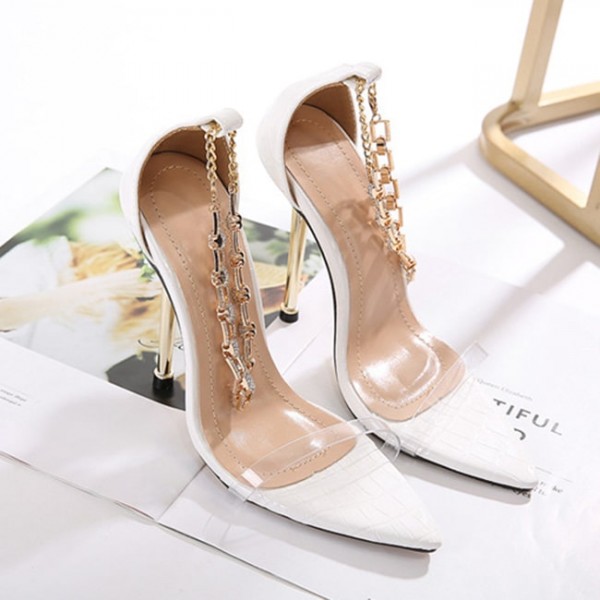 Size:4.5-9 Women Summer Leisure Rhinestone Ankle Strap Pointed Toe Heels Sandals