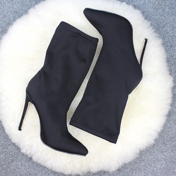 Size:4.5-11 Women Neon Color Pointed Slim Heel Boots Mid-Calf Boots