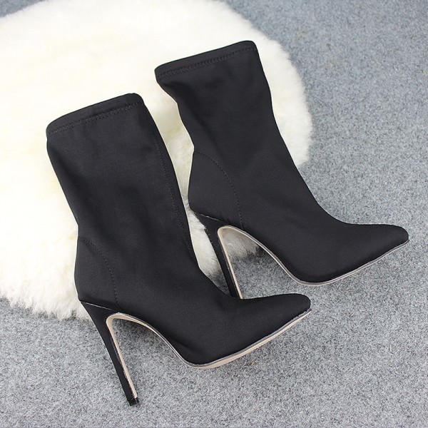 Size:4.5-11 Women Neon Color Pointed Slim Heel Boots Mid-Calf Boots