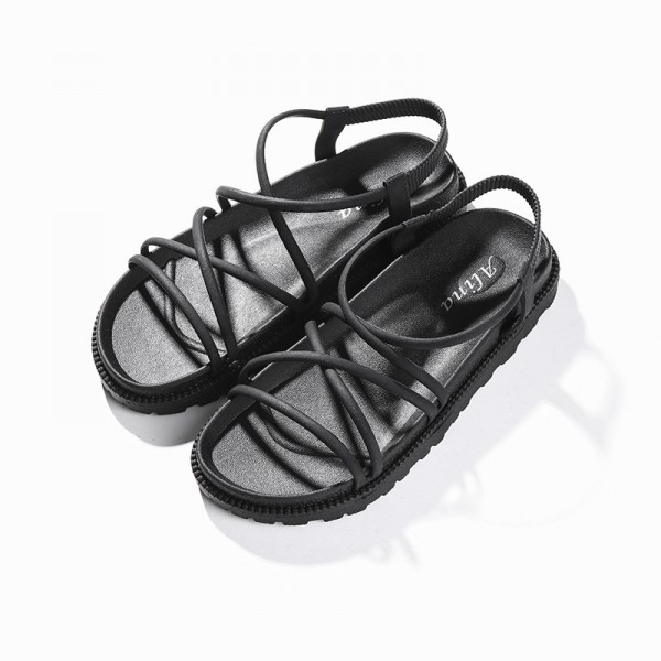 Women Casual Cross Design Solid Color Sandals