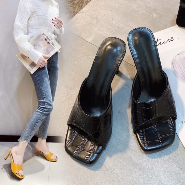 Women Fashion Casual Square Toe Stiletto Slippers