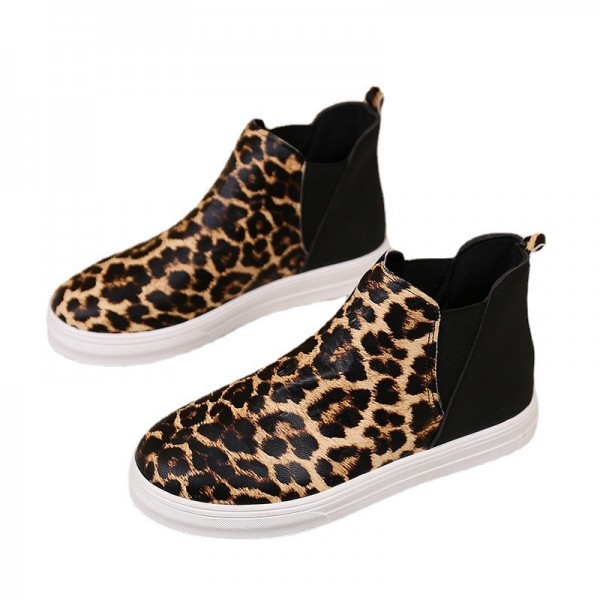 Plus Size Women Fashionable Leopard Colorblock Sneakers