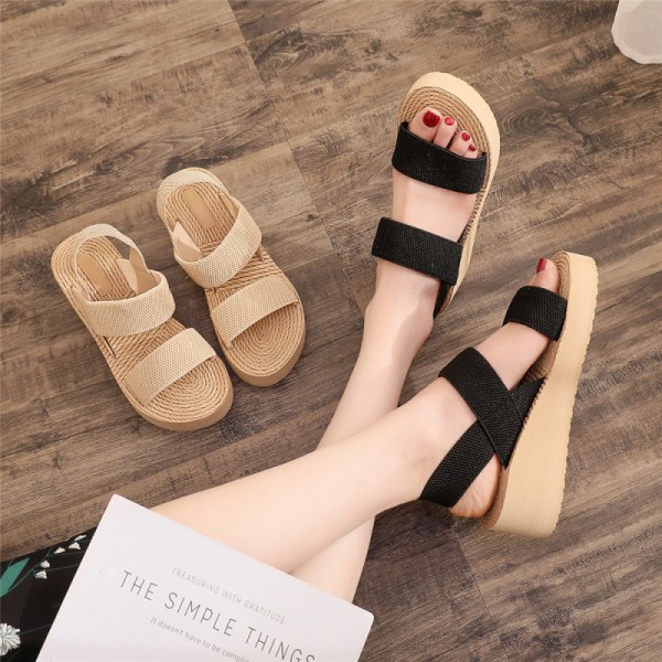 Plus Size Women Fashion Cross Strap Platform Sandals