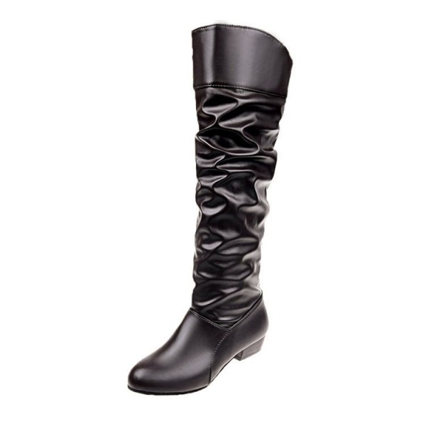 Women Fashion Simple Plus Size Solid Color Round Toe High Boots