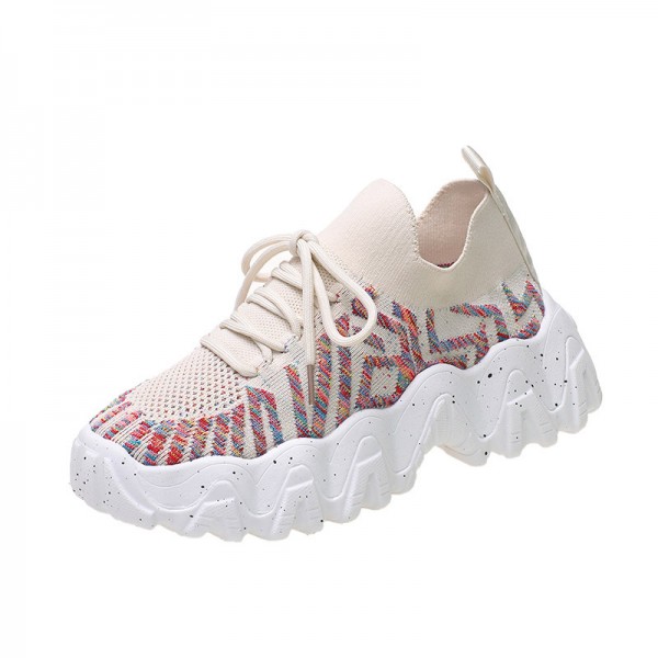 Flying Weaving Chunky Daddy Shoes Women Thick Bottom Platform Sock Casual Sneakers