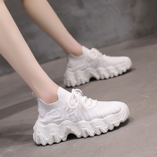 Flying Weaving Chunky Daddy Shoes Women Thick Bottom Platform Sock Casual Sneakers