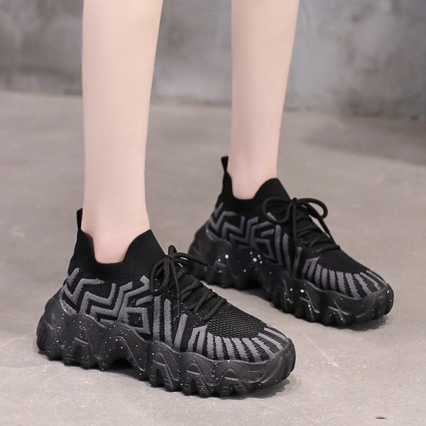 Flying Weaving Chunky Daddy Shoes Women Thick Bottom Platform Sock Casual Sneakers