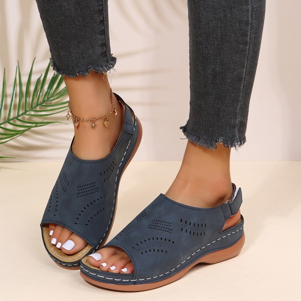 Women Fashion Casual Plus Size Solid Color Hollow-Out Breathable Sandals