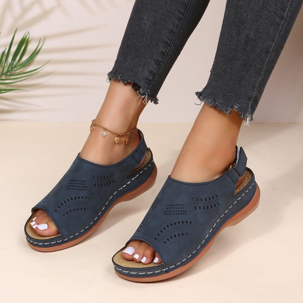 Women Fashion Casual Plus Size Solid Color Hollow-Out Breathable Sandals