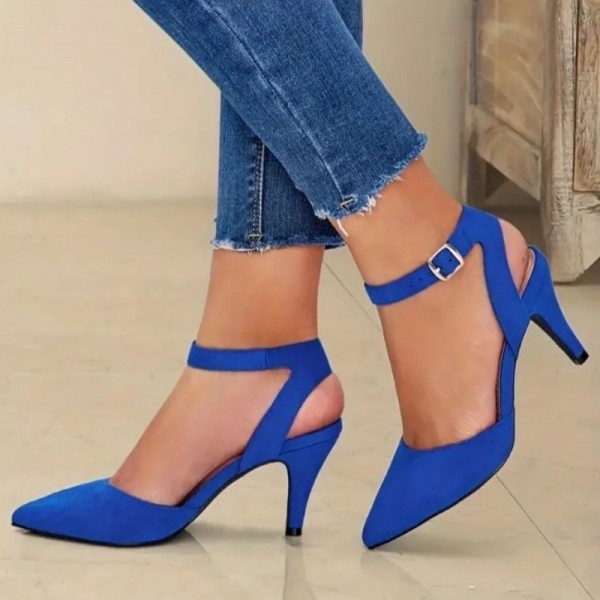 Summer Women Fashionable Plus Size Solid Color Pointed Hollow Heel Sandals