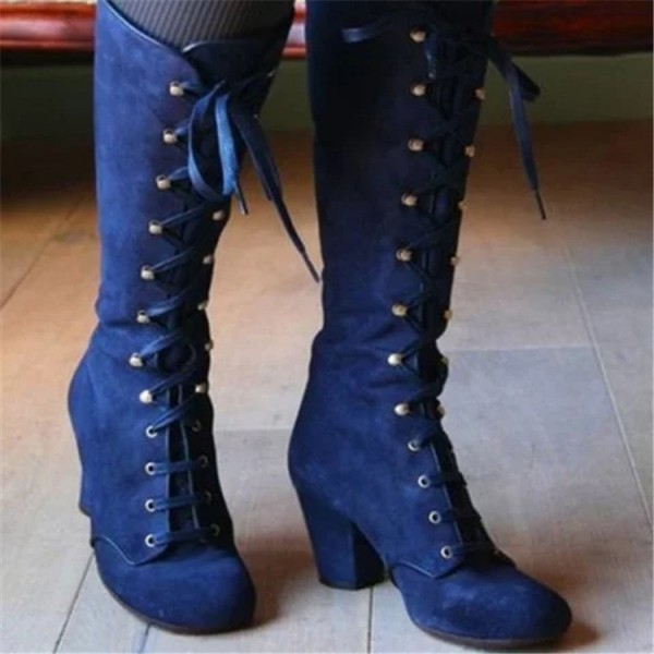 Women Fashion Plus Size Chunky Heel Strap High Boots